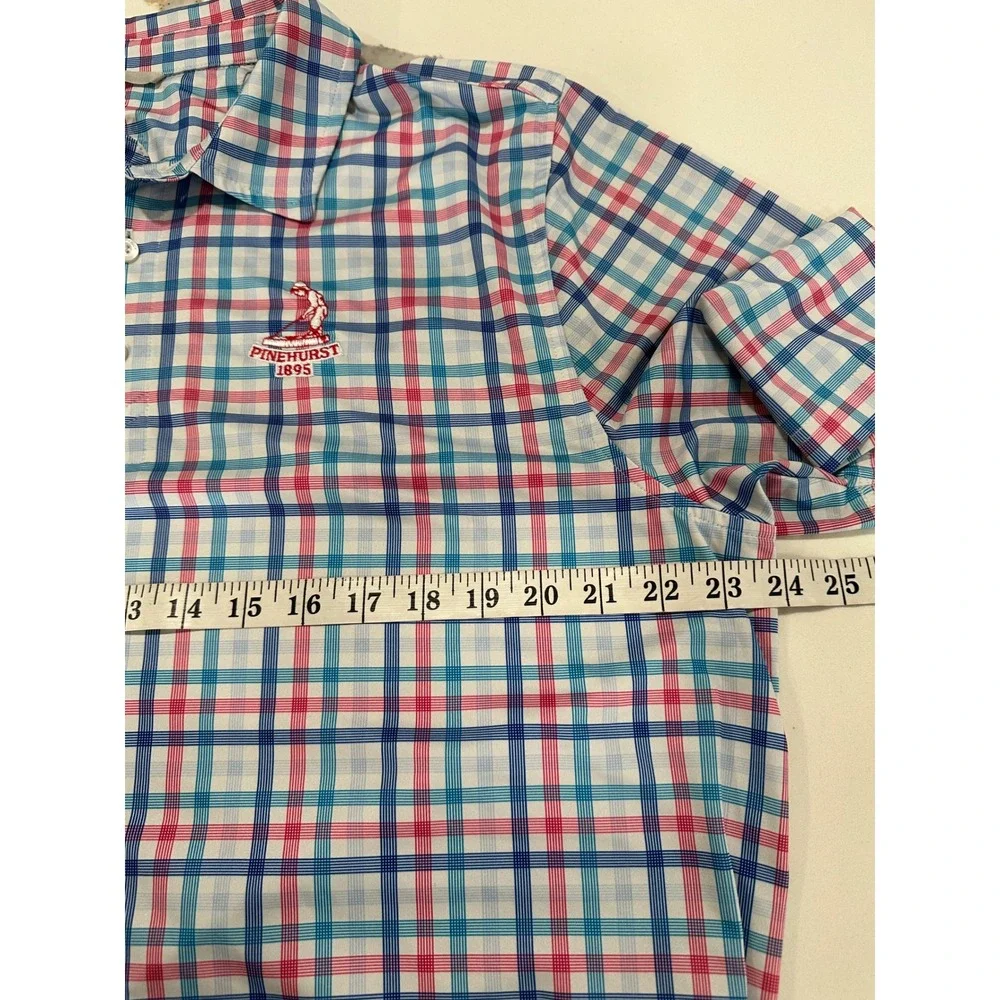 Cutter & Buck Pinehurst 1895 Golf Polo Shirt Mens XL Plaid Performance Blue Pink